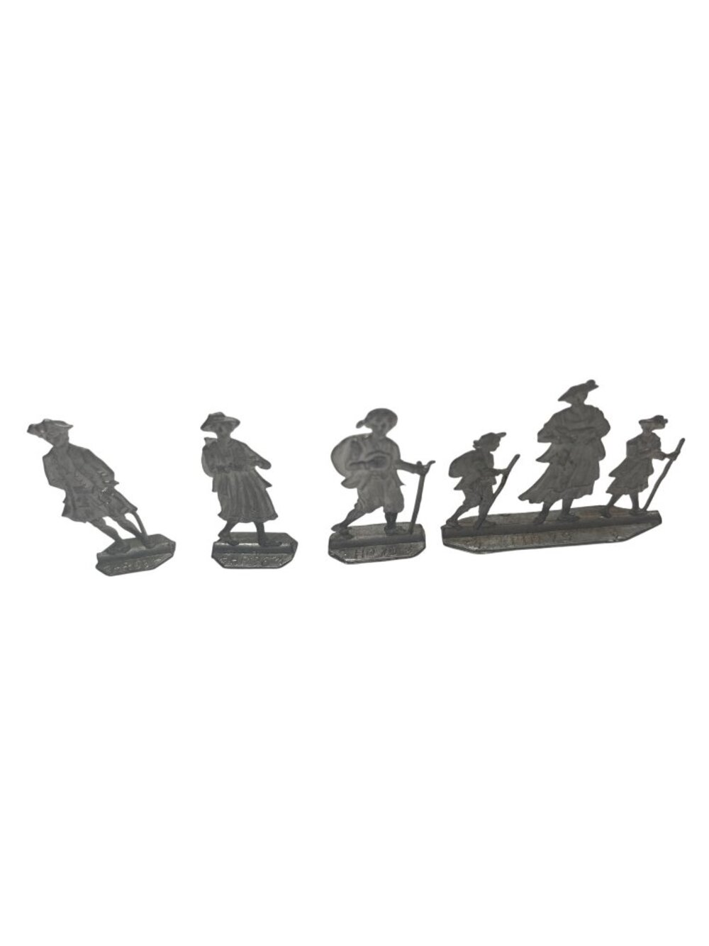 Set Of 10 Vintage Pewter Miniature Figurines With Colonial Theme 61d